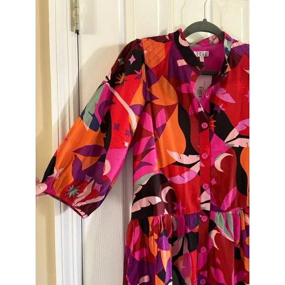 TCEC Colorful Patterned Dress Medium NEW - Picture 3 of 4